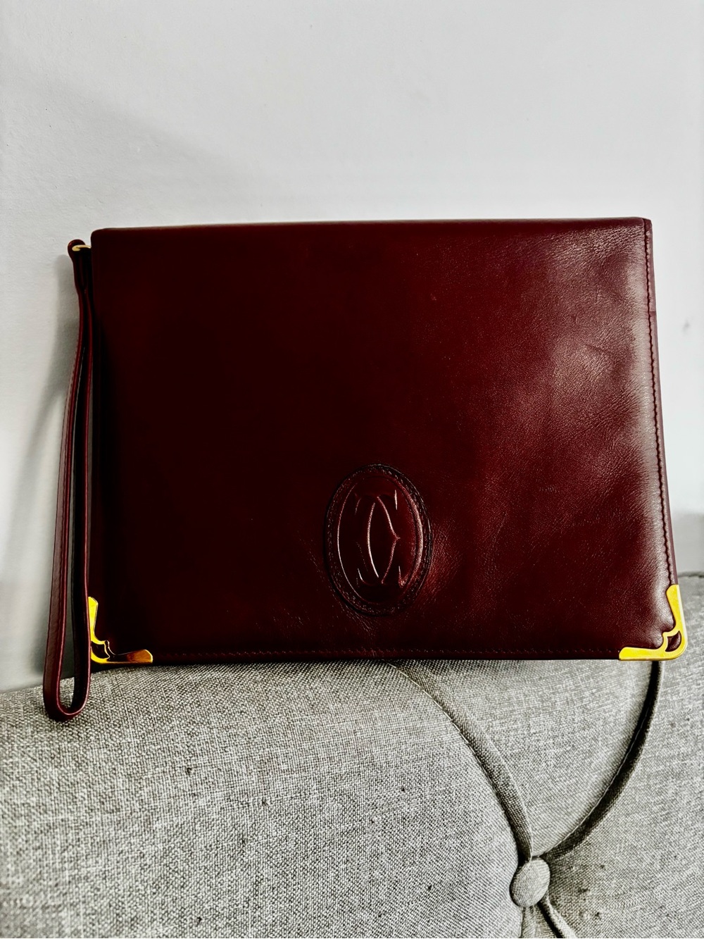Flash sale!! Cartier Burgundy Leather Wristlet Clutch-Authentic!!